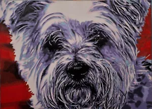 West Highland Terrier - Pintura al óleo y acrílico de Sarah Hood - Imagen 1 de 4