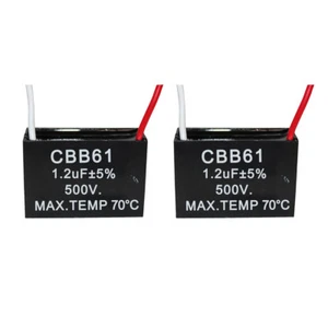 2 PIEZAS 500V 1.2UF CBB61 Ventilador de techo Motor de funcionamiento Condensador 2 cables 50/60 Hz - Imagen 1 de 3