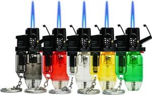 5 Pack of Torch Lighter, Jet Flame Lighter Refillable Butane Gas with with Ke... - Picture 1 of 12