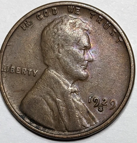 1929 - S - US Lincoln Wheat Cent Penny - Toning - S175 Cover