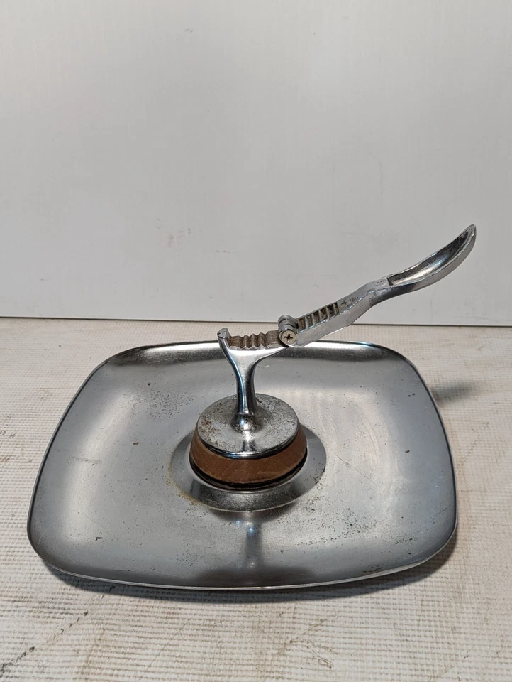 Milbern Mid Century Modern Chrome Nutcracker w Attached Single Tier Tray - Image 1 of 3