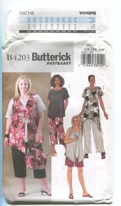 BUTTERICK EASY B4203 CHALECO, TOP, PANTALONES CORTOS Y PANTALONES PARA MUJER TALLA 16-20W SIN CORTAR 2004 - Imagen 1 de 3