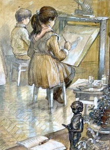 Original Portrait Children Figurative Painting Vintage Art Home Decor Artist - Picture 1 of 8