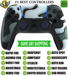 White Camo Silent Modz New Rapid Fire Mod Wireless Modded Controller for PS5 - Picture 1 of 1