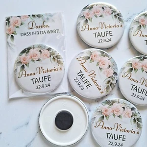 Girl Baptism Souvenir Floral Personalized Fridge Magnets Small Thank You Gift - Picture 1 of 6