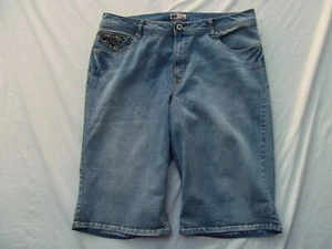 Faded Glory jean shorts 18W bermuda capri Stud rhinestone stretch DISTRESS MINT - Picture 1 of 2