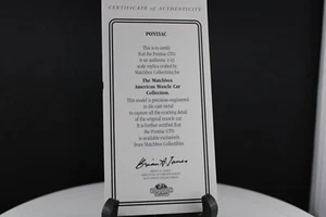 Matchbox Collectibles YMC03 Muscle Machine Collection "Pontiac" Certificate Only - Picture 1 of 1