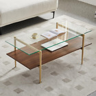AGV 202206 Tadio Glass Coffee Table, Double Layer Glass Coffee Table for Living 