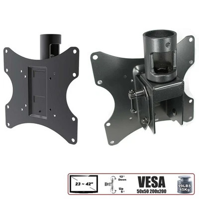TV Ceiling Mount Bracket Tilt For 1.5" NPT Pipe 23 26 27 32 36 37 40 42" LCD LED - Image 1 of 2
