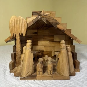 Krippe geschnitzt Olivenholz aus Bethlehem Heiliges Land Jesus einteilig Weihnachten - Bild 1 von 18