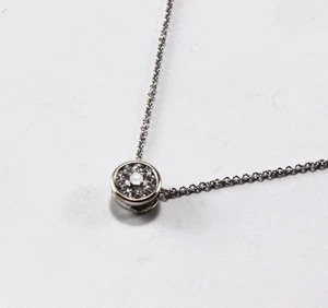 COLLANA PENDENTE ROBERTO COIN ORO BIANCO 18 KT DIAMANTI A GRAPPOLO SCIVOLO - Foto 1 di 7