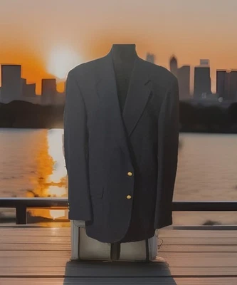 Abrigo deportivo blazer ejecutivo de negocios 43L Stafford para hombre azul marino dorado botones Foto 1 de 4