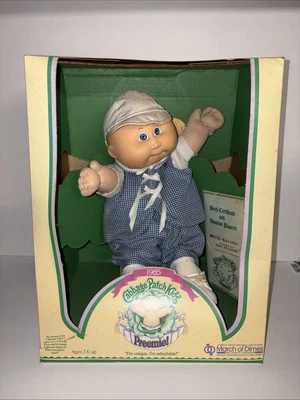 Boneca Cabbage Patch Kids Preemie 1985 no pacote - Imagem 1 de 4