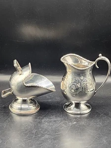Vintage Sheffield Silver Plated Sugar Scuttle & Creamer. Monogram  - Picture 1 of 15