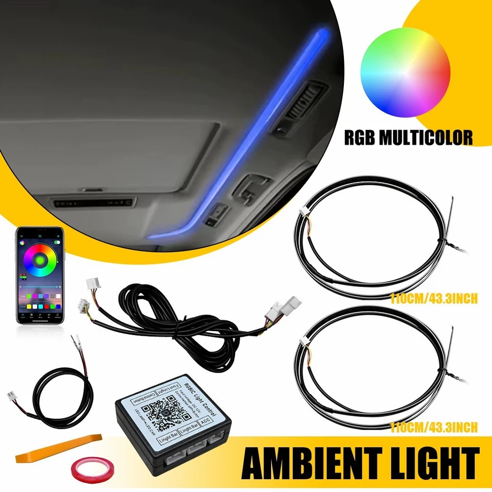 1x Luz LED Interior Coche RGB Ambiente Tira de Luz APP Control Atmósfera Lámpara Foto 1 de 4