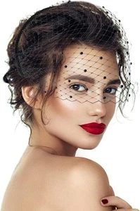 Netz Schleier Stirnband Fascinators Hut 20er Jahre Kopfschmuck One Size, Strass schwarz - Bild 1 von 7