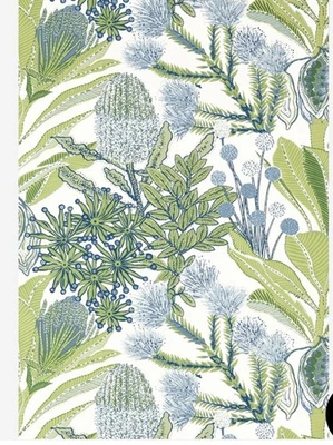 THIBAUT T13923 PROTEA GREEN AND BLUE WALLPAPER Palm grove - Image 1 of 4