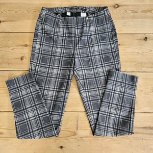 Robell Bella Check Trousers Women's Size UK 14 Stretch Pull On Grey Black - Picture 1 of 10