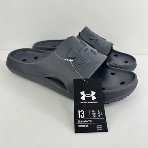Under Armour locker v slides castlerock Gray Size 13 - Picture 1 of 8