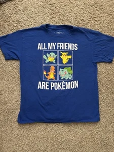 Pokémon Blue Short Sleeve Boys Graphic T-Shirt Video Games Cartoon Summer Small - Picture 1 of 5
