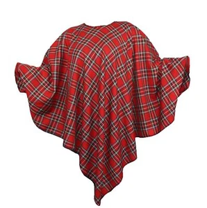 Womens Traditional Tartan Poncho Shawl Burns Night Scottish Themed Fancy Dress - Picture 1 of 5