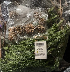 18” Artificial Norfolk Pine Branches (12 Pieces) with Pine Cones (8 Pieces) New - Picture 1 of 8
