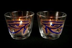 Ojo de Ra y Ojo de Horus Candelabros de Vidrio Brujas Egipcias Pieza de Altar - Imagen 1 de 6