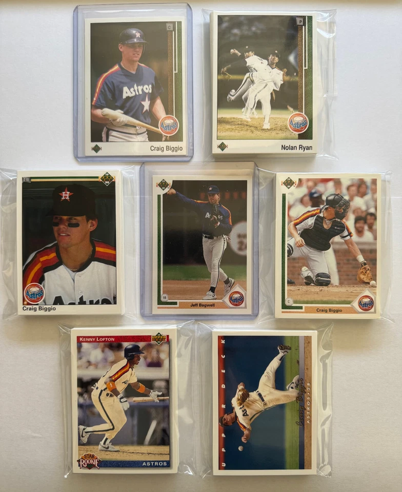 Lote de conjuntos de equipos de cubierta superior de los Houston Astros 1989-93 (5 juegos con radiocontrol Biggio, Bagwell) Foto 1 de 4