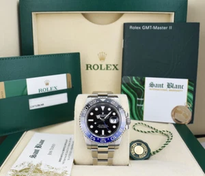 ROLEX - 40mm Stainless Steel GMT Master II Batman w/ CARD 116710 BLNR SANT BLANC - Picture 1 of 7