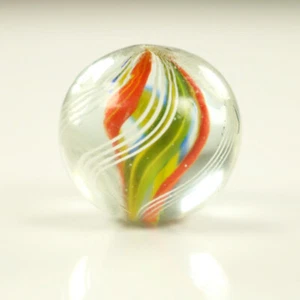 Glas Murmel Lauscha Antik 23mm, Doppelabriss um 1900 mehrfarbige Kern Swirls - Bild 1 von 12