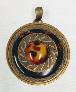 Vintage Faux Tortoise 2.5" Large Pendant HG22 - Picture 1 of 7