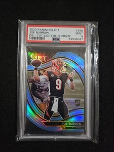 2020 Select Joe Burrow #346 Field Level RC Die-Cut Light Blue Prizm PSA 9 