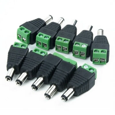 10? Male Female DC 12V Power Plug Jack Socket Screw Terminal CCTV Adaptors 2.1mm - Image 1 of 4