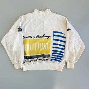Vintage 90s Nike Bolletieri Sweatshirt Tennis Tournament Rare White Size Large - Picture 1 of 8