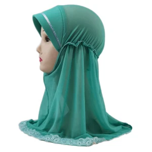 Arab Kids Girls Hijab Amira Turban Head Cover Wrap Islamic Headscarf Shawls 2-6Y - Picture 1 of 26