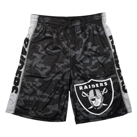 KLEW NFL Licensed Las Vegas Raiders Big Logo Camo Pattern Shorts - Small (30) Cover