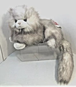 Cat Vintage 80s Russ Berrie Caress Soft Fluffy Pet NIKKI Plush Tags Plastic Eyes - Photo 1 sur 10