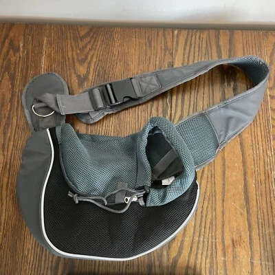 Pet Dog Sling Bag Carrier Tote Size Small Up To 5lbs Gray Green Breathable Mesh - Image 1 of 4