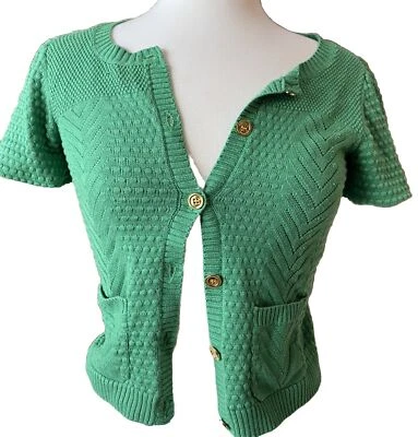 Juicy Couture Small Cotton Blend Green Button Down Sweater Cardigan - Image 1 of 4