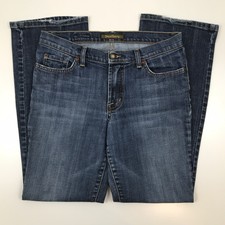 David Kahn Jeanswear Womens Distressed Med Wash Bottcut Size 8P Petite Stretch