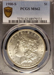 1900-S Morgan PCGS MS62 Bright White, Strong Strike and Golden Rim Toning - Picture 1 of 4