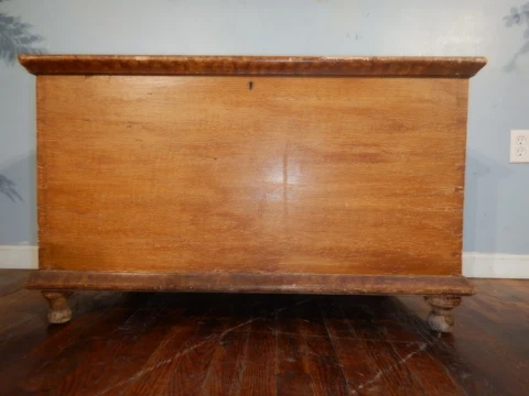 Antique Original Paint Grain-Painted Pine Blanket Chest Cover