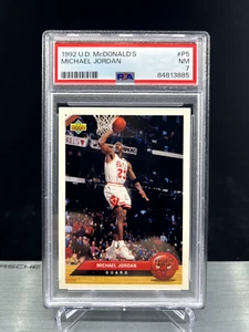 Michael Jordan 1992 - cubierta superior McDonald's #P5 - PSA 7 casi nuevo - Imagen 1 de 3
