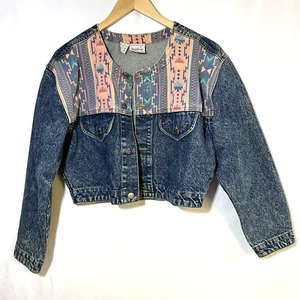 VTG 80’s 90's Nuovo Cropped Denim Jean Jacket Western Southwest size medium - Picture 1 of 9