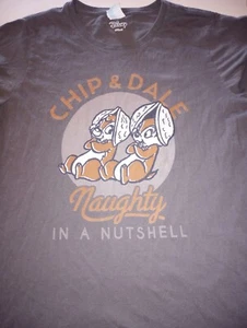 Disney Chip & Dale Naughty in a nutshell gray t-shirt Womans Large - Picture 1 of 3