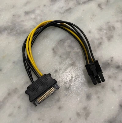 SATA Power Cable 15 Pin To 6 Pin PCI-E Graphics Converter Cable Adapter Riser - Image 1 of 4