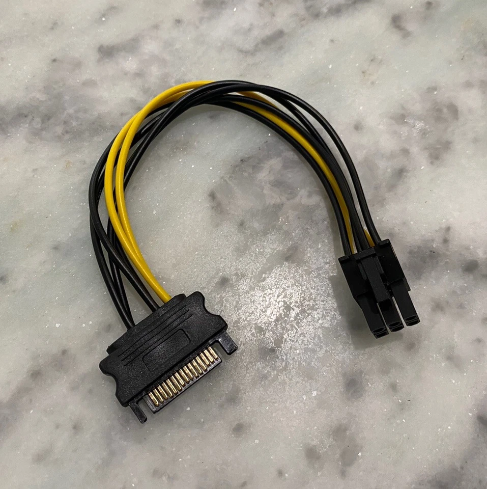 SATA Power Cable 15 Pin To 6 Pin PCI-E Graphics Converter Cable Adapter Riser - Image 1 of 4