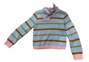 Misha & Puff HELLO sweater 2021 Word Stripe Scout Blue 100% Cotton Sz 4-5 Yrs - Picture 1 of 16