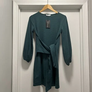 NEW R.Vivimos Women's Green Long Sleeves Elegant Knitted Bodycon Tie Medium M - Picture 1 of 10