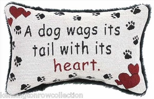 A DOG WAGS ITS TAIL WITH ITS HEART THROW PILLOW - 8.5" x 12.5" - Picture 1 of 1